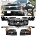 Fit For 2004-2012 Chevy Colorado Headlights + Parking Lights + Grille Set