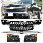 Fit For 2004-2012 Chevy Colorado Headlights + Parking Lights + Grille Set