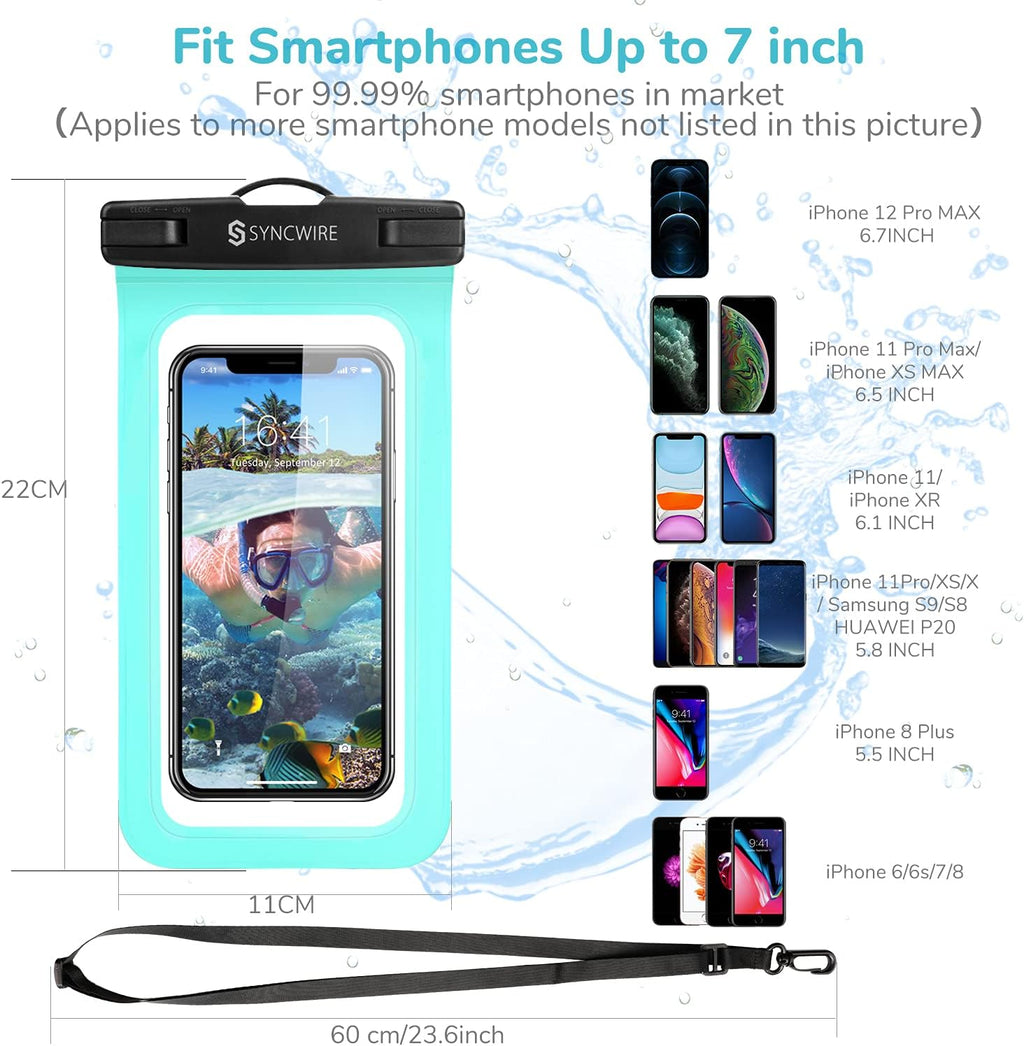 Waterproof Phone Pouch IPX8 Beach Cruise Travel Essentials 2 Pack | Cell Phone Dry Bag, Waterproof Phone Case for