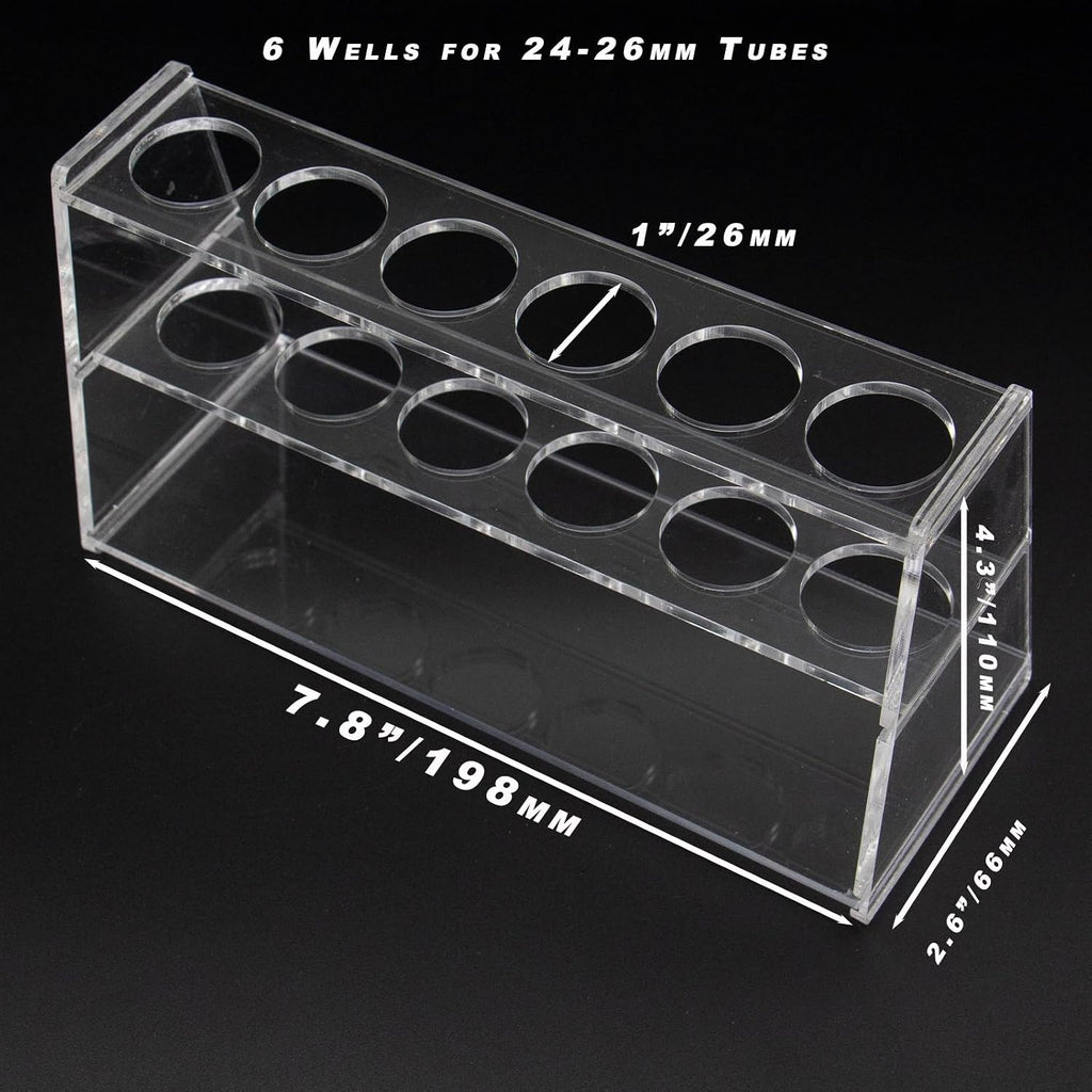 Acrylic Test Tube Holder Rack for 50ml Centrifuge Tubes Clear，Holds 21-26mm Tubes (50ml, 6 Wells)