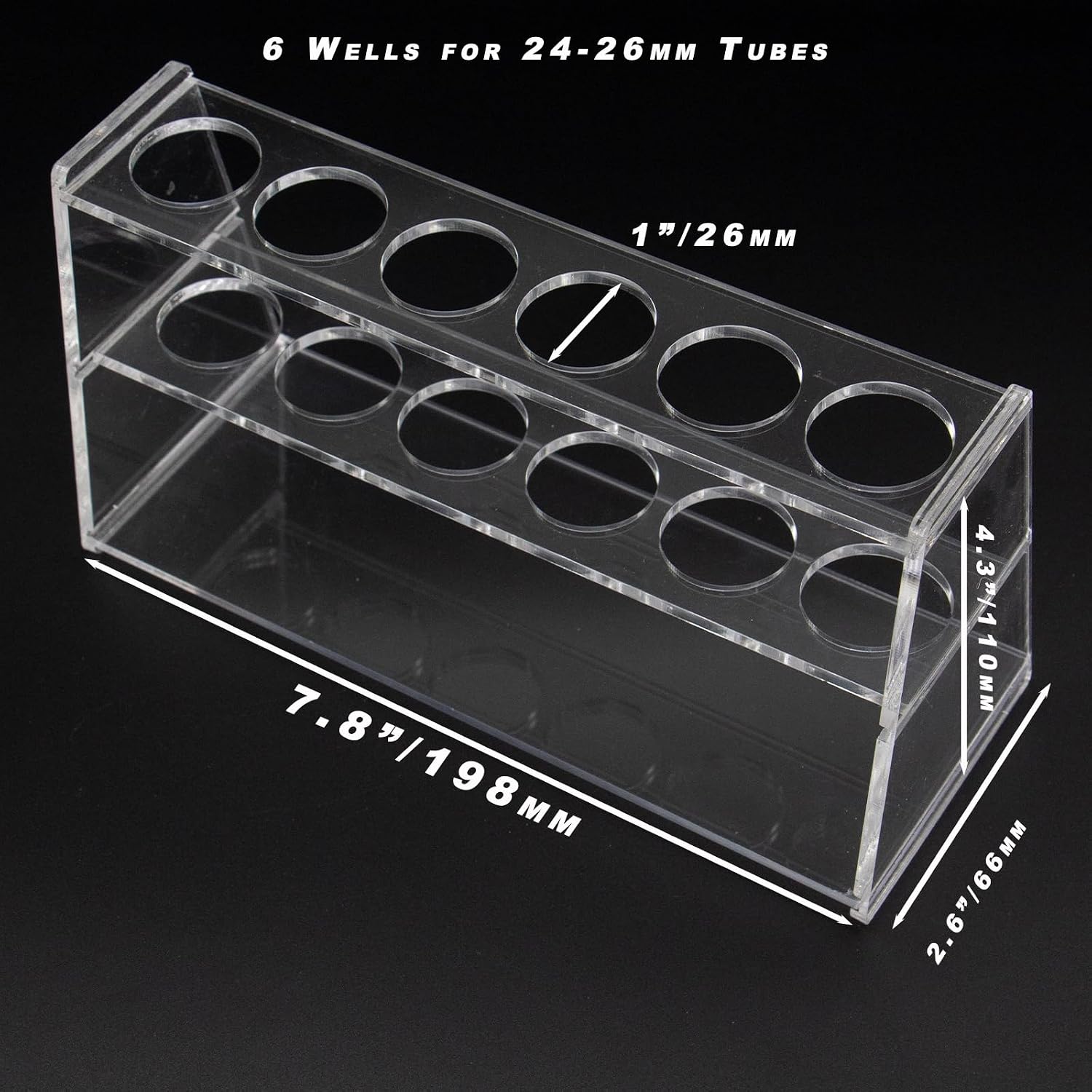 Acrylic Test Tube Holder Rack for 50ml Centrifuge Tubes Clear，Holds 21-26mm Tubes (50ml, 6 Wells)