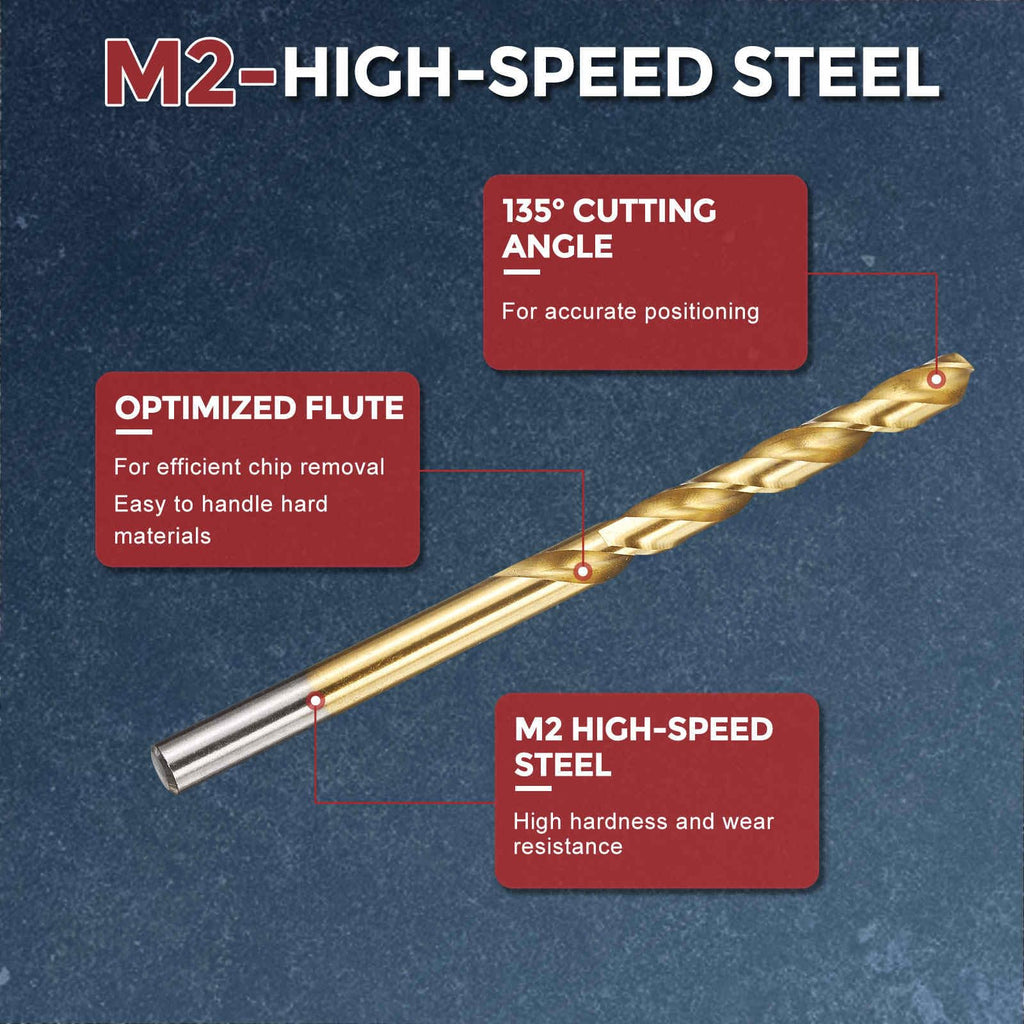 Kozelo 2pcs Drill Bit 5.6mm Diameter M2 High Speed Steel 135° for Metal