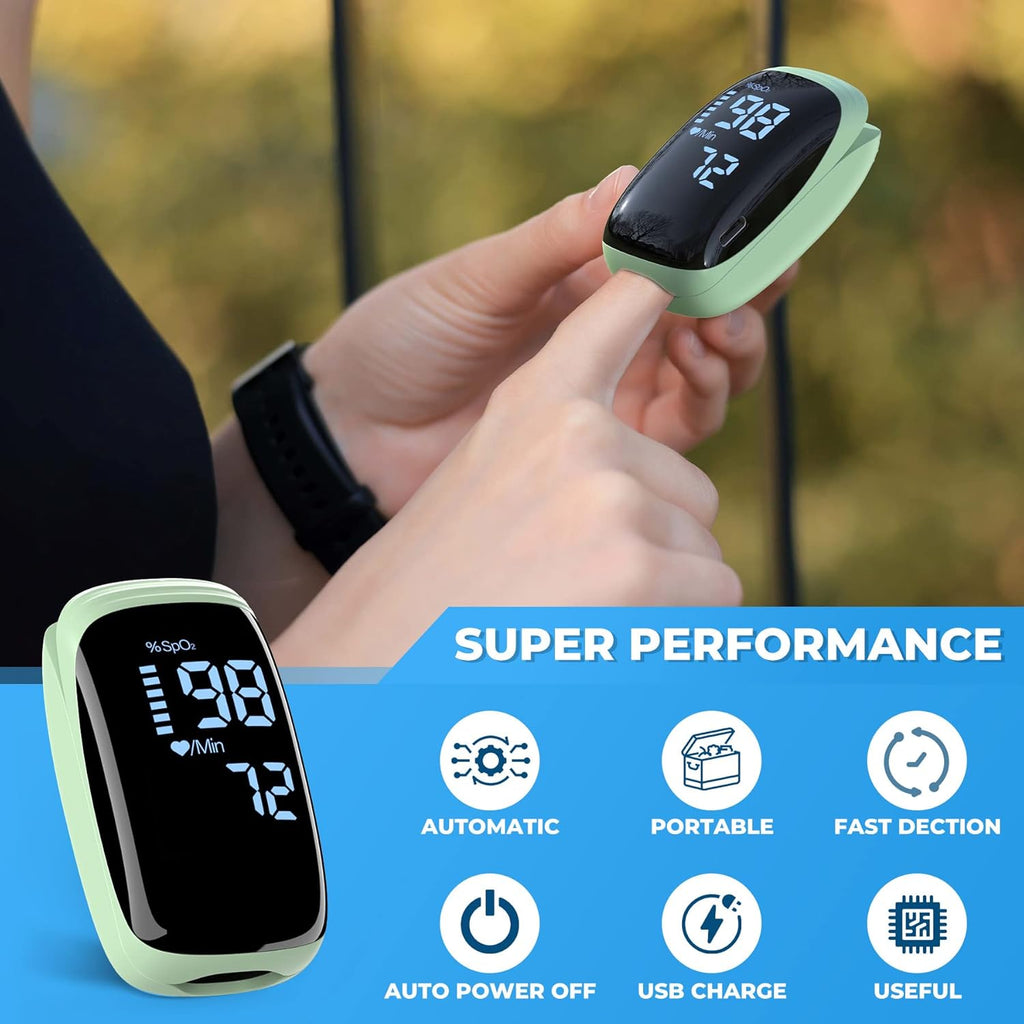 Finger Pulse Oximeter, Fingertip Blood Oxygen Saturation with Pulse Monitor Rechargeable, Accurate Spo2 Reading for