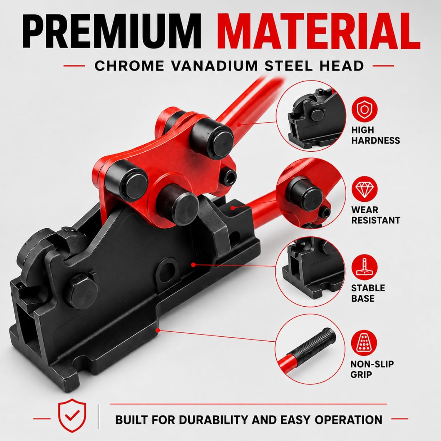 Manual Rebar Bender and Cutter, 2-in-1 Tool for Up to 5/8 Inch Rebar | Heavy Duty Removable Metal Shears and Bending