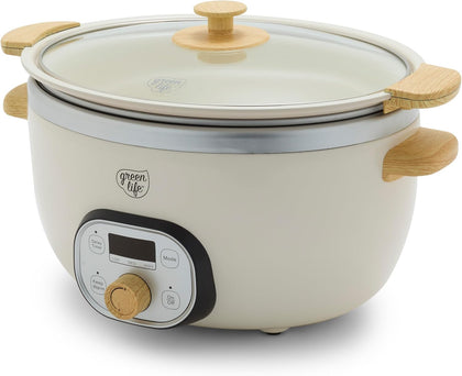 8QT Ceramic Nonstick Slow Cooker, Cooktop/Oven Safe, Cream | PFAS-Free Nonstick Removeable Inner Pot, Dishwasher Safe