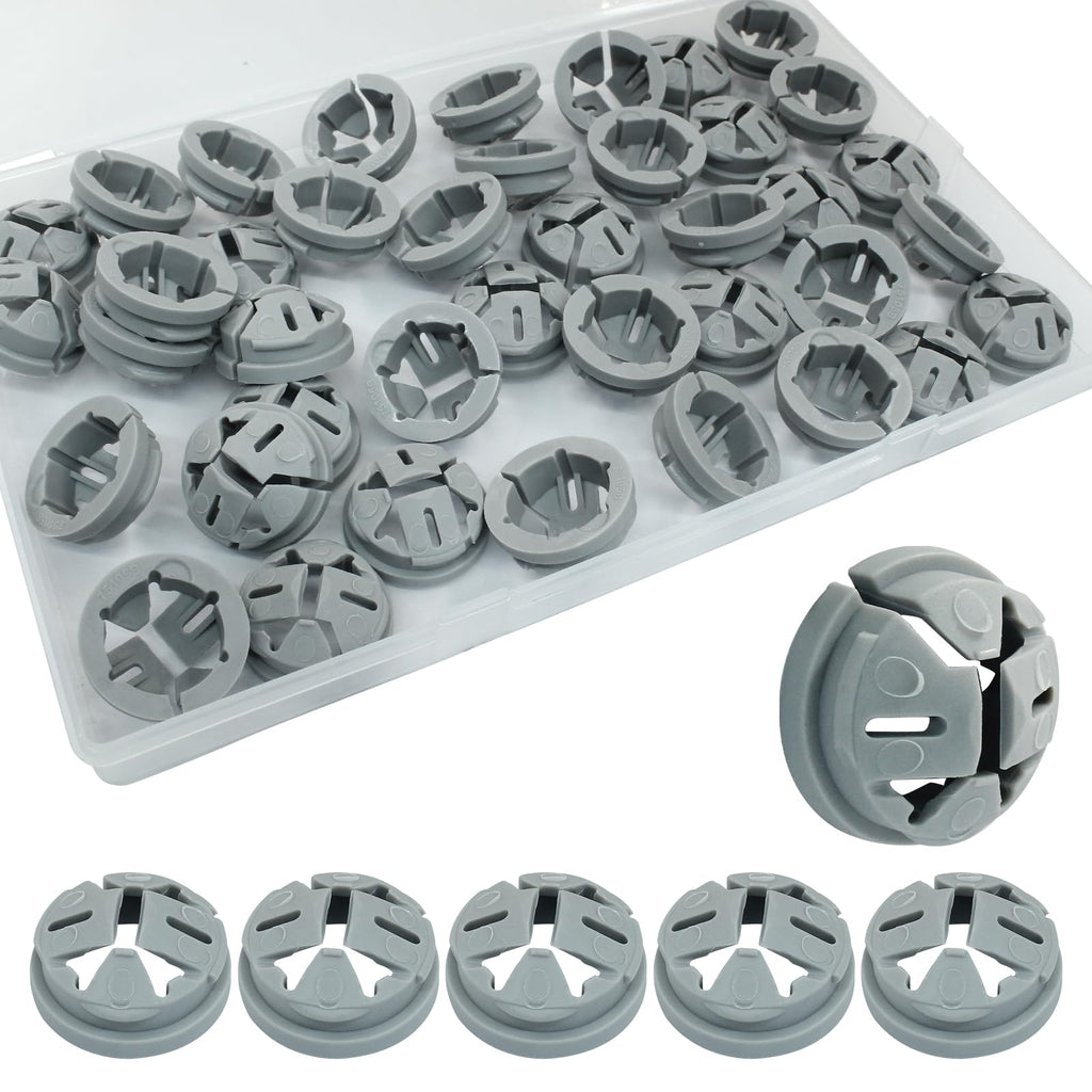 LifCratms 40 Pcs Non-Metallic Button Push-in Cable Connector, Gray