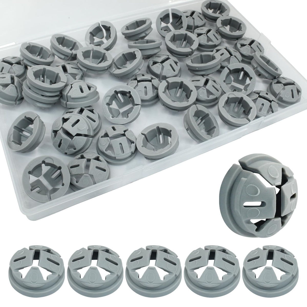 LifCratms 40 Pcs Non-Metallic Button Push-in Cable Connector, Gray