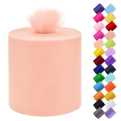 Tulle Fabric Roll, 6” by 200 Yards Tulle Roll(New-Champagne)