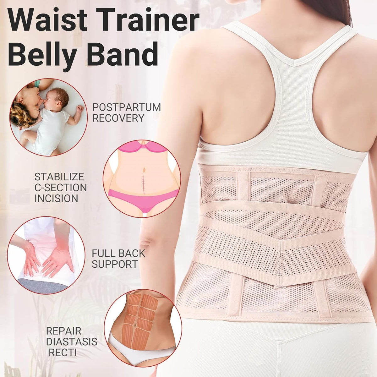 Postpartum Belly Band Wrap: Adjustable Support Abdominal Binder