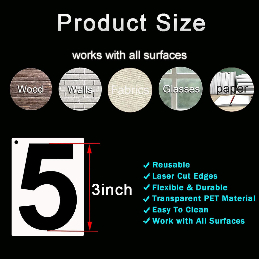 DXCYZ 3 Inch Tall Number Stencils Kit 0-9 Address Number Stencil, 10PCS Reusable Plastic Painting Number Templates