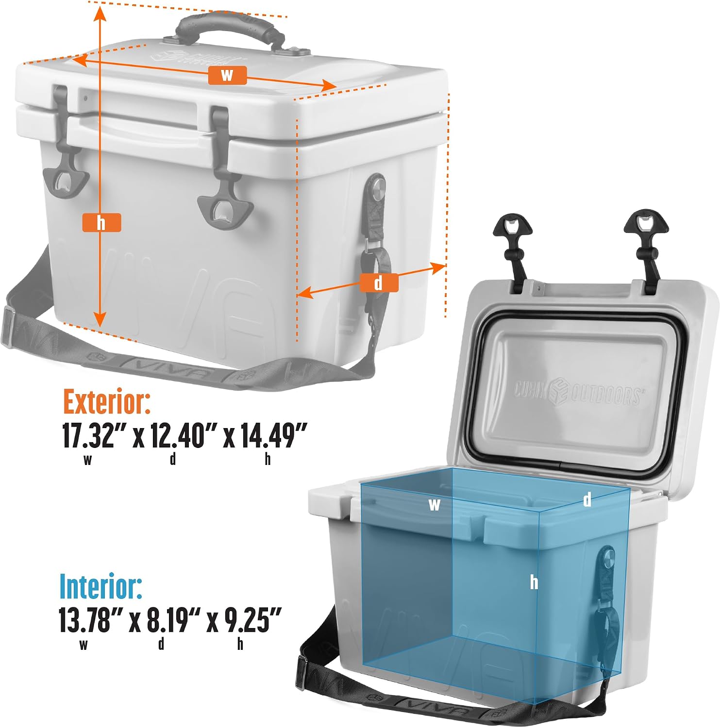 Viva 14QT Portable Hard Cooler – On‑The‑Go Personal Ice Chest for Everyday Use, Beach, Sports, Camping & Picnics