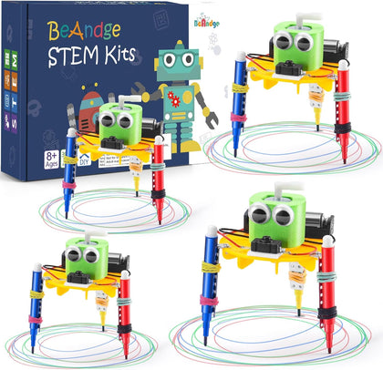Bulk STEM Craft Kits for Kids 8-12: 4-Pack Doodling Robot Building Kits, Classroom Activities & Science Experiments