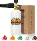 Foam Cannon for Pressure Washer, 1L Bottle Snow Foam Cannon with 5 Pressure Washer Nozzle Tips, 1/4 Inch Quick
