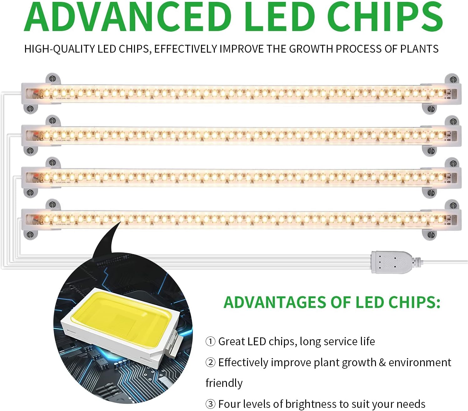 LED Plant Growing Lamp, 3500K Full Spectrum Grow Light Strips for Indoor Plants with 3/9/12H Timer & 10 Dimmable