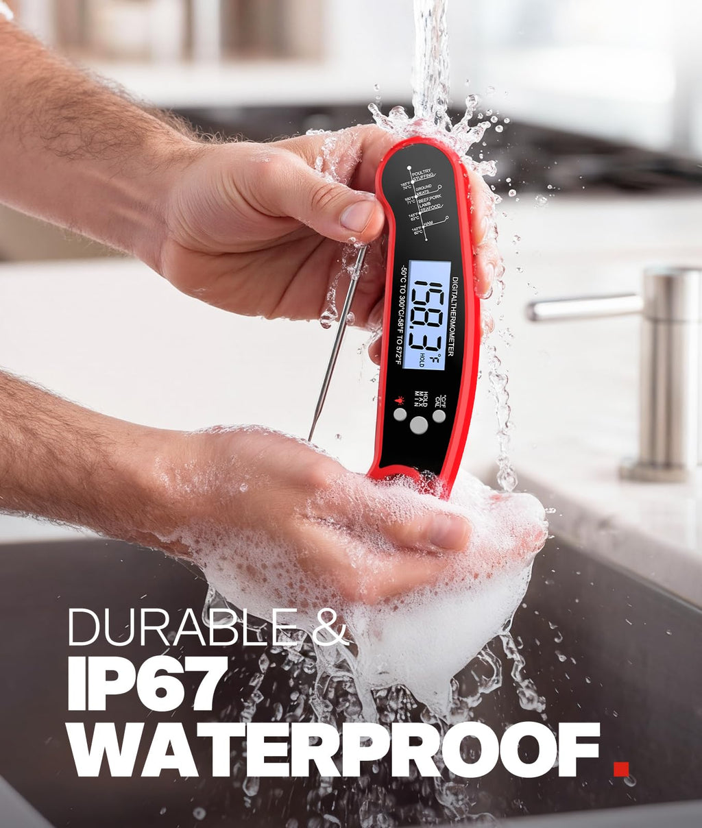 Meat Thermometer Digital, 1-2 Sec Instant Read, Food, Cooking, Grilling