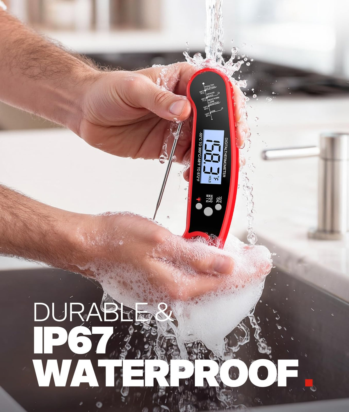 Meat Thermometer Digital, 1-2 Sec Instant Read, Food, Cooking, Grilling