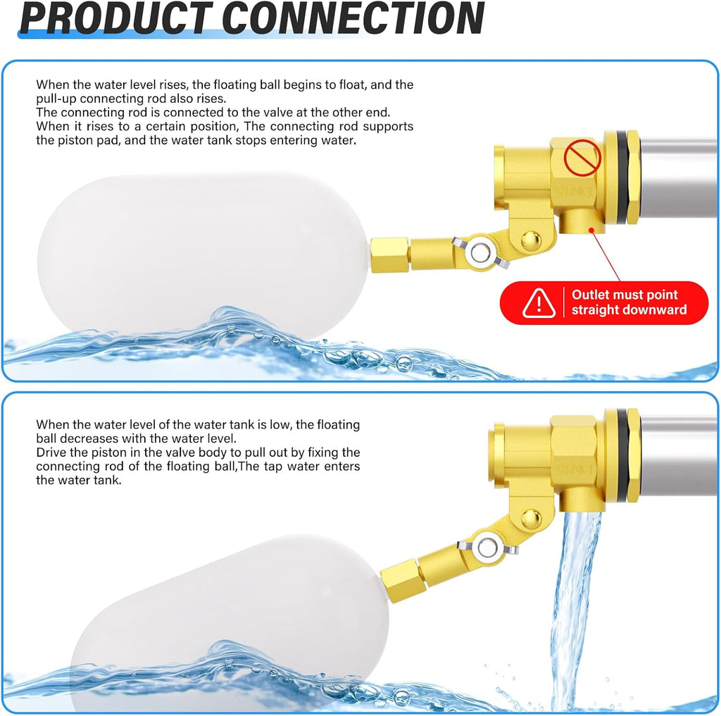 TAILONZ 2 Pcs 1/2" Brass Automatic Water Fill Float Valve