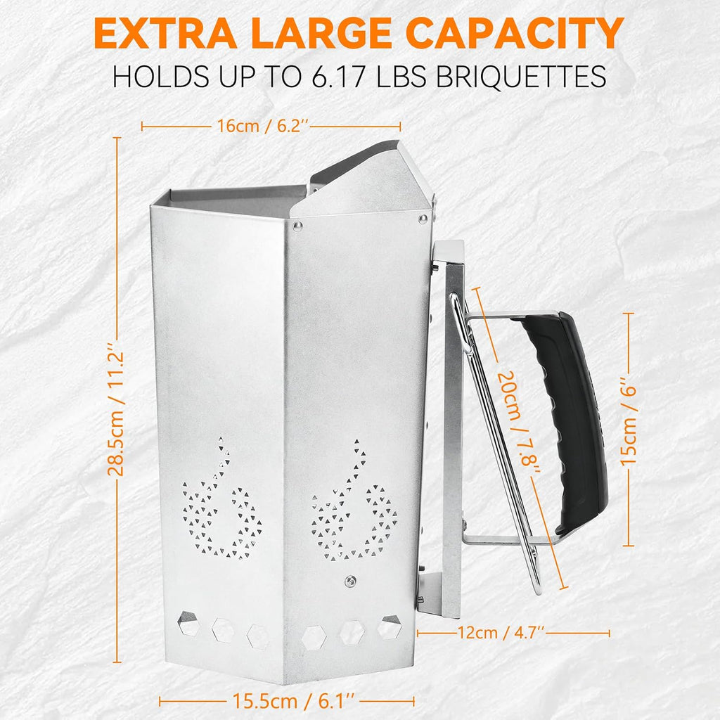 Heavy Duty Charcoal Chimney Starter with 50 PCS Wood‑Wool Stick