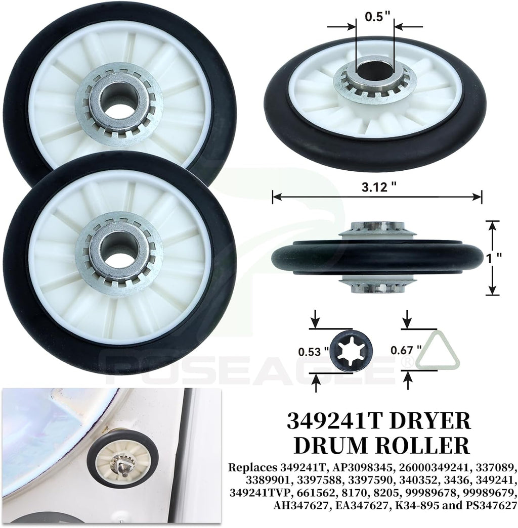 [Upgraded] 4392065 Dryer Repair Kit for Whirlpool Kenmore Maytag | Included 349241T Drum Roller Kit, 691366 Idler