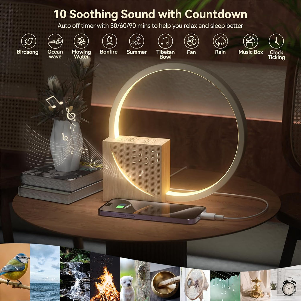 Sunrise Alarm Clock for Heavy Sleepers Adults, Wake-up Light, Sleep Aid 10 White Noise Sound Machines with 30/60/90