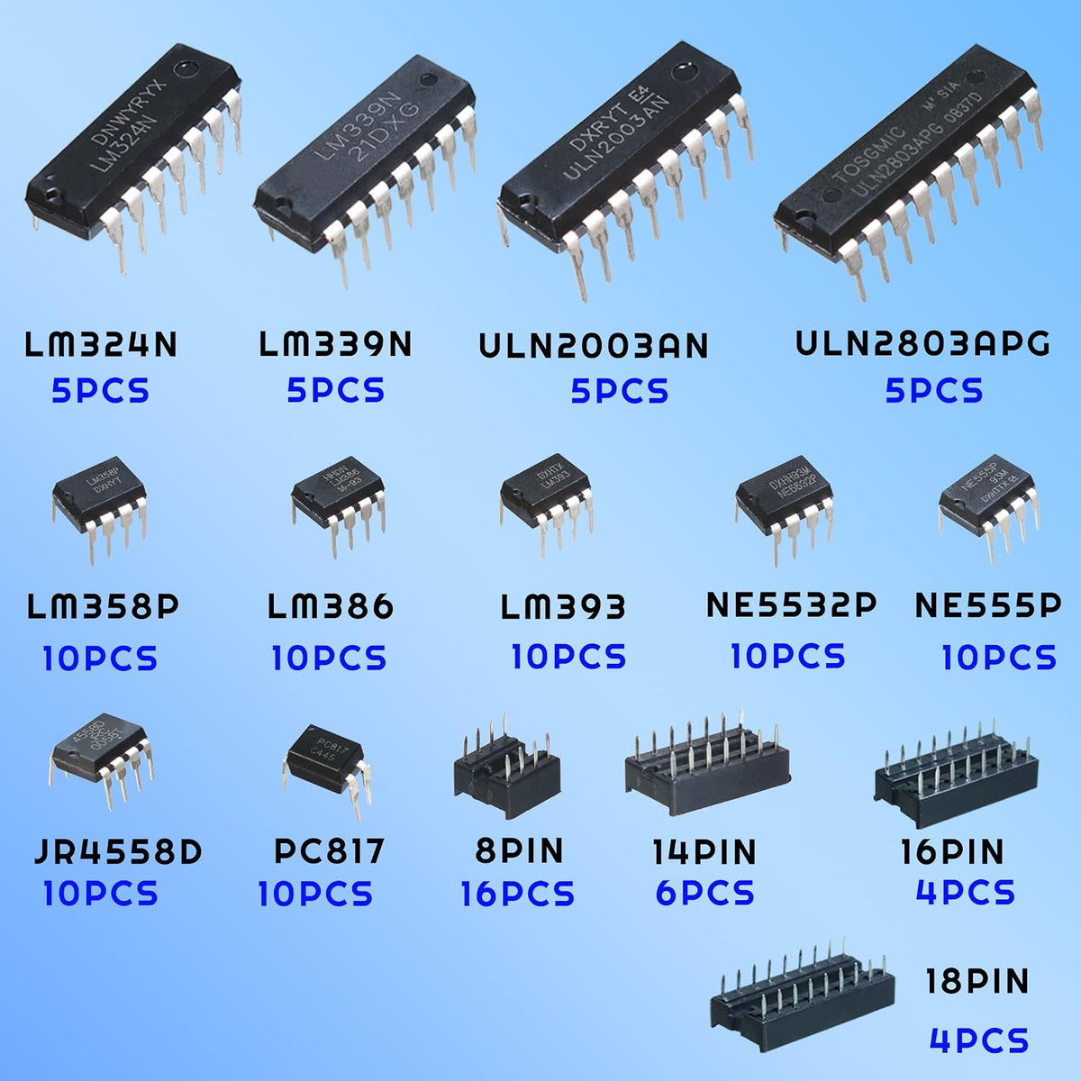 12Value 130pcs Darlington Optocoupler Timer IC Assortment Kit