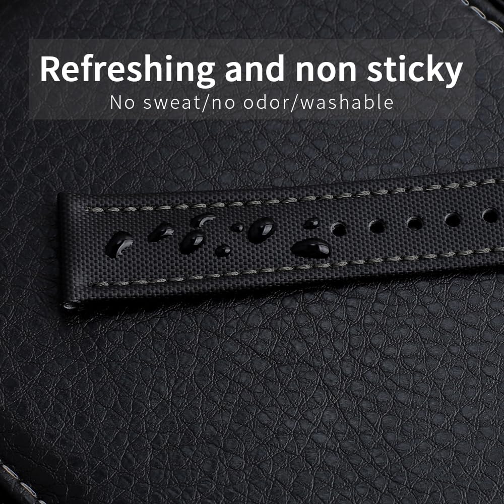 Water Resistant Oxford Fabric Watch Strap 18mm 19mm 20mm 22mm Sailcloth With Leather Back Lining Quick Release Watch