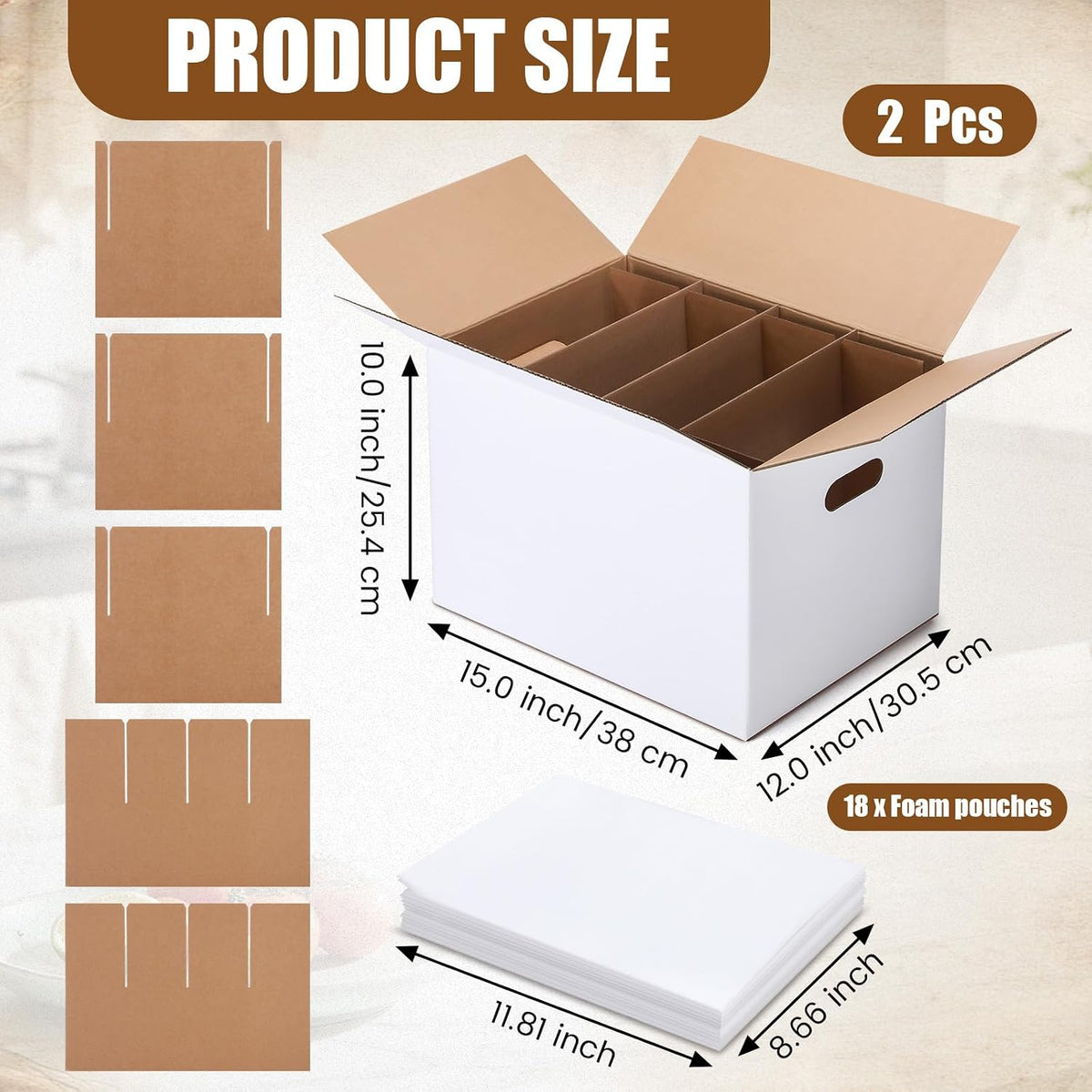 2 Sets Dish Moving Boxes with Divider Kits