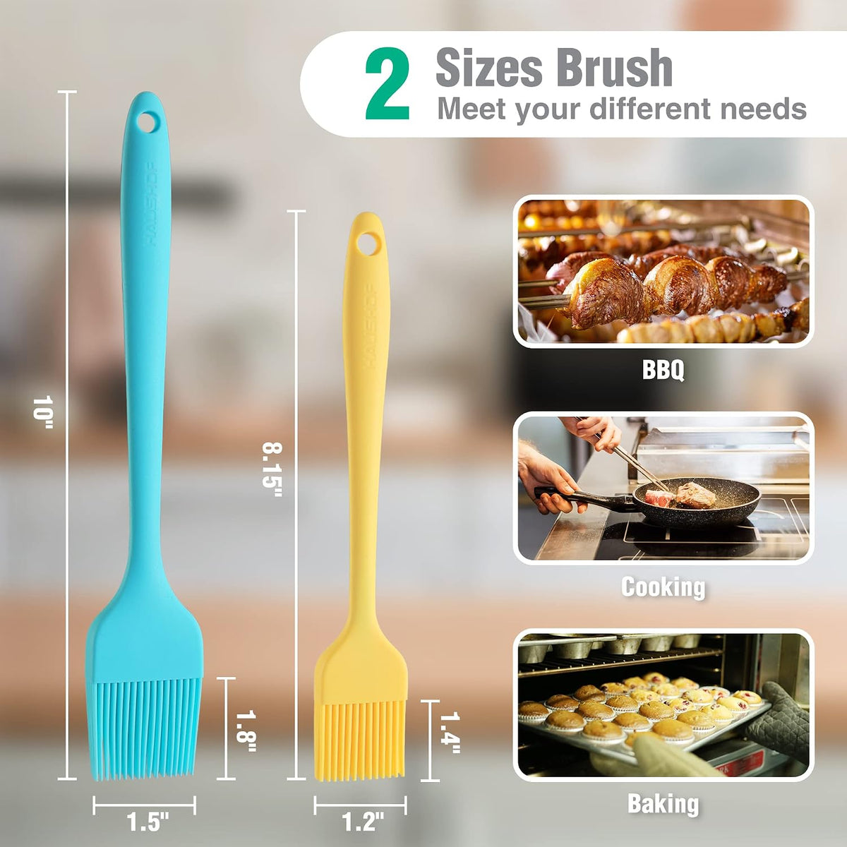 Silicone Basting Pastry Brush, One-Piece Pastry Brush Set