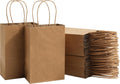100Pcs Small Brown Gift Kraft Paper Bags with Handles, 5.2x3.2x8 In