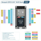 ESP32 Development Board Integrated 0.96 Inch OLED Display,CH340 Driver,WiFi+BLE Wireless Module,and Micro USB Works Great for Arduino/Micropython(Pin Header Soldered)