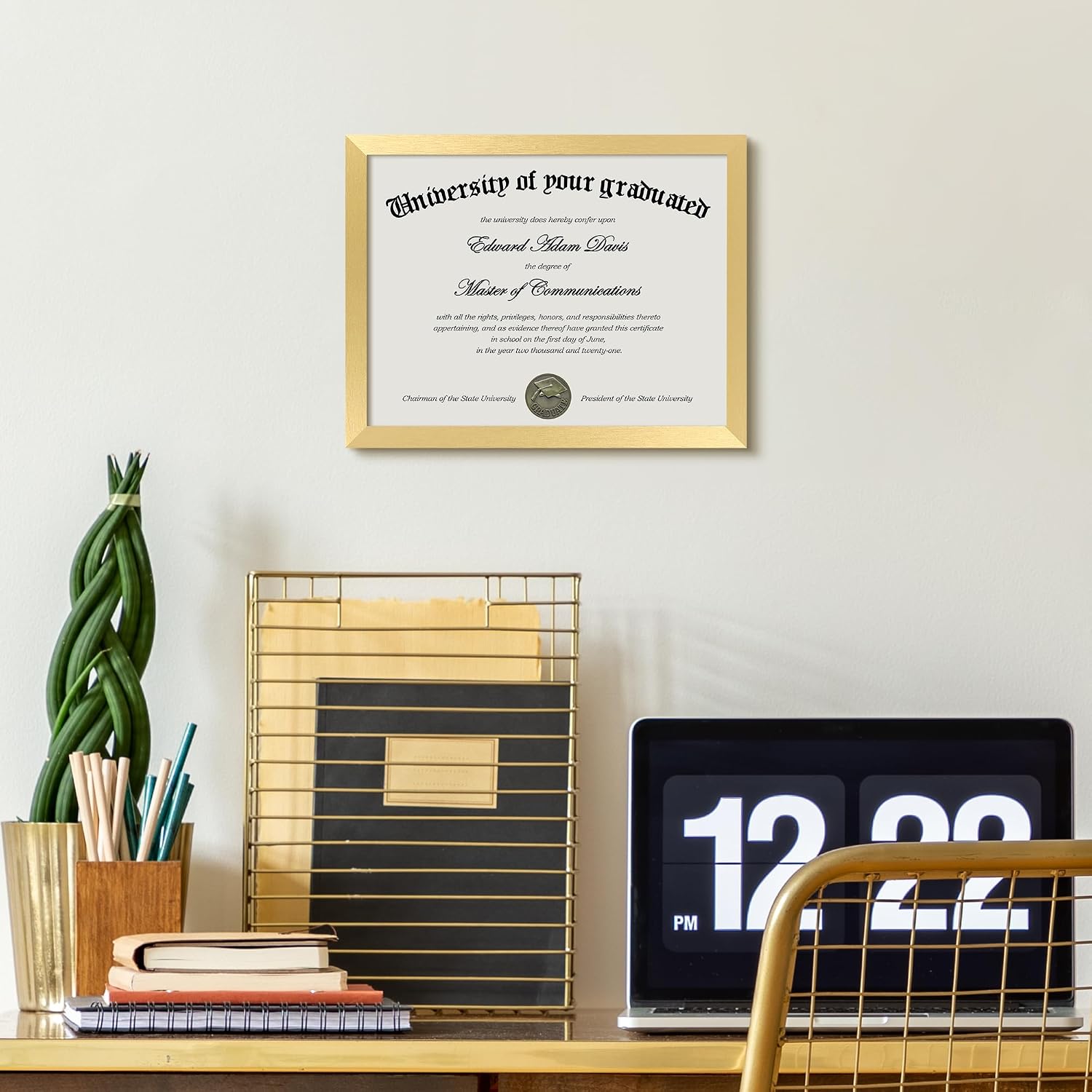 Certificate Frame, 8.5 by 11 Diploma Frames, 1 Pack, Gold | Clear Plexiglass, 8.5x11 Document Degree Frames for