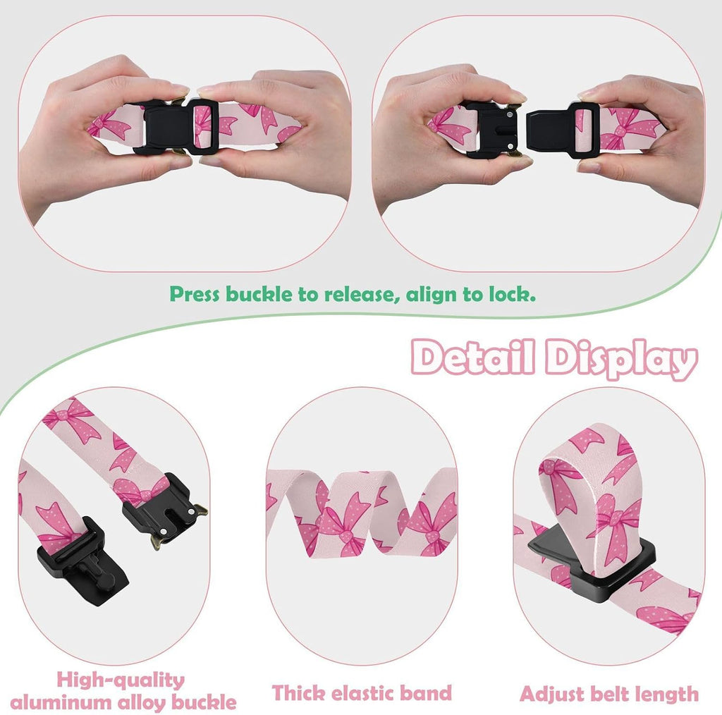 Bow Tie Adjustable Kids Elastic Belts, Girls Boys Stretch Waist Belt with Aluminum Alloy Buckle
