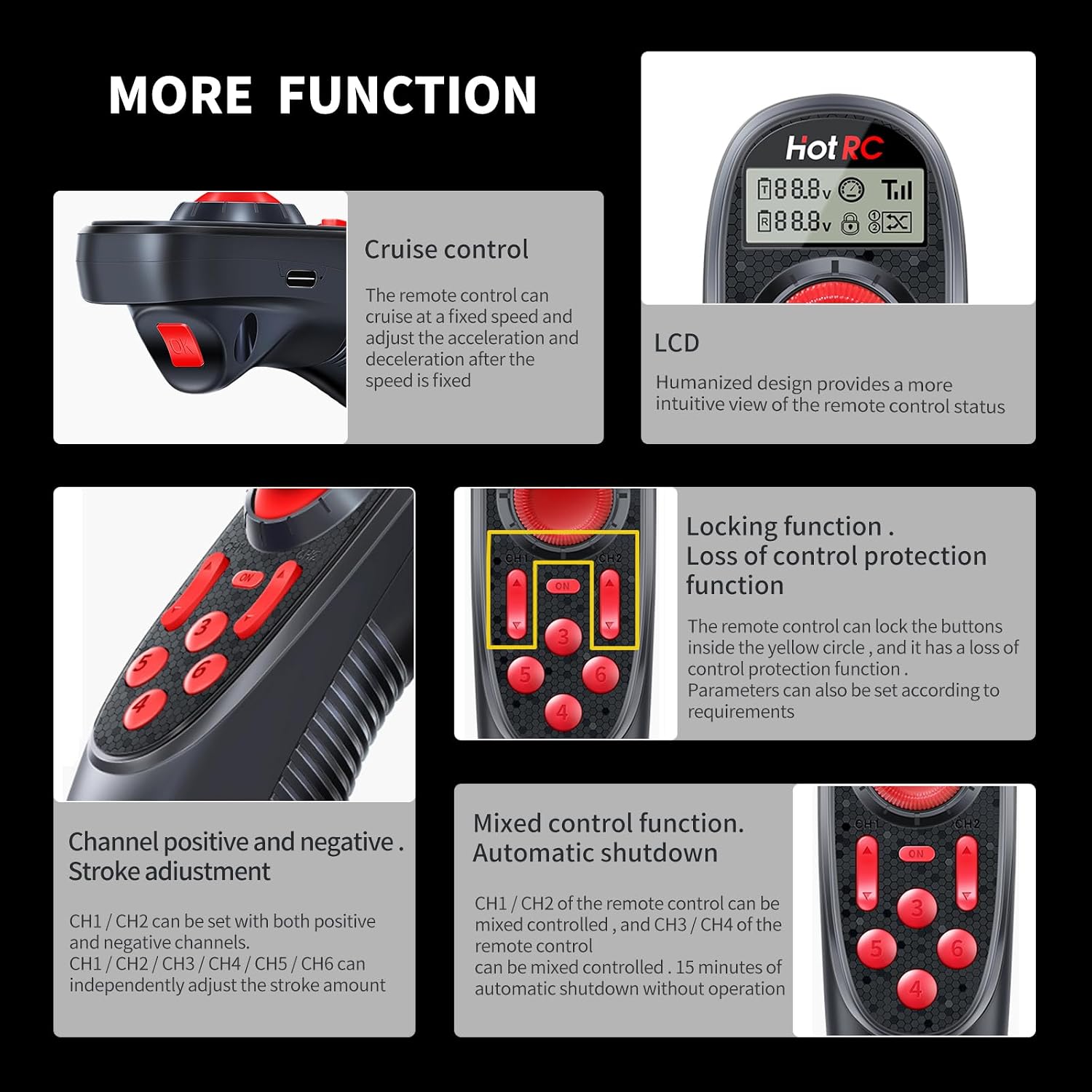 HOTRC DS-600 6CH 2.4GHz RC Transmitter and Receiver Remote Controller with DS 600 PWM 6 Channel Receiver for RC Boat