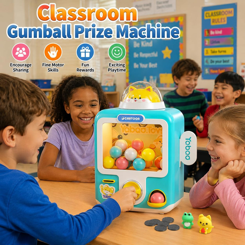Gumball Machine for Kids with 10 Empty Eggs Capsule Vending Machine Erasers Operated Gumball Prize Machine Maker Game