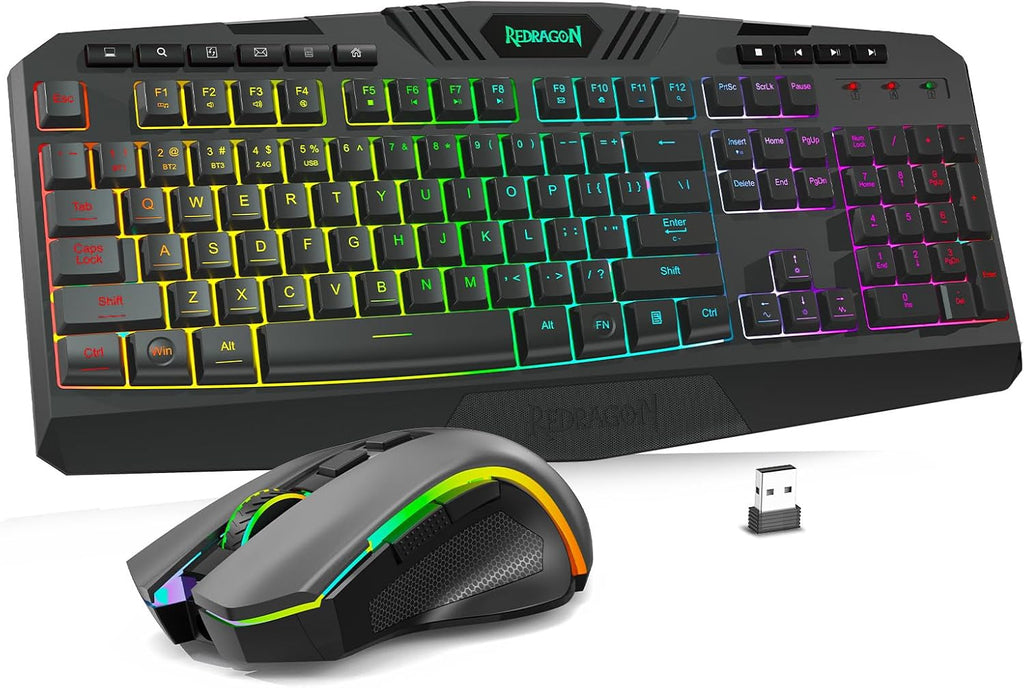 S101M-KS Gaming Keyboard and Mouse Wireless with Tri-Mode, RGB Keyboard and 4800 DPI Gaming Mouse, 10 Independent