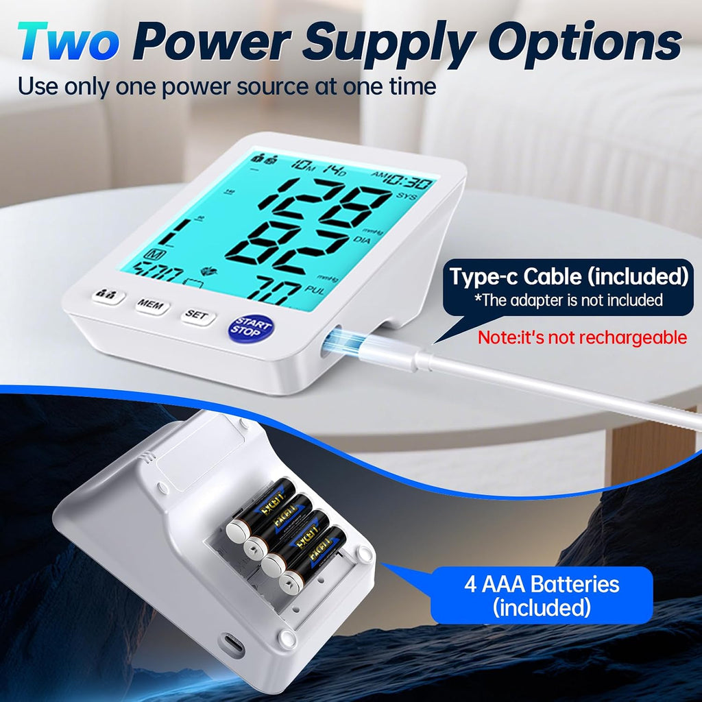 Upper Arm Electronic Blood Pressure Monitor 3 Size Cuffs (S, M/L, XL) | Small 7-9", Medium/Large 9-17", Extra Large