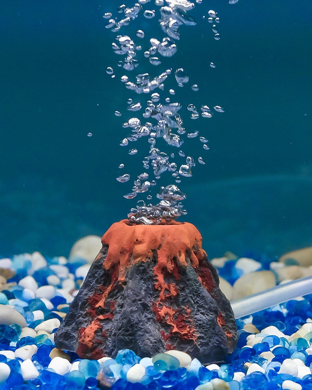 Aquarium Volcano Ornament Kit Fish Tank Decoration Mini Resin Volcanic Decor for Fish Tank with Air Stone Bubbler