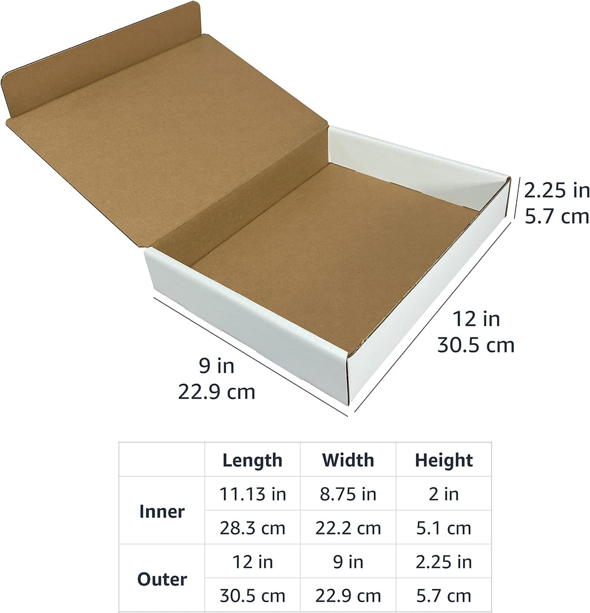 Sturdy Mailer Shipping Boxes, Corrugated Cardboard for Packing and Mailing, Tape-Free Assembly, 12" x 9" x 2.25"