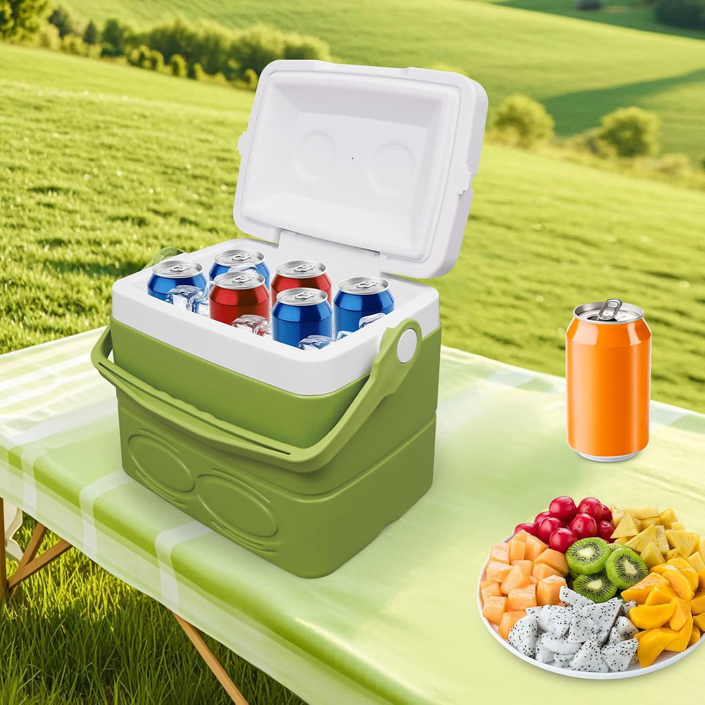 Insulated Camping Cooler, 2.25Gal Portable Small Cooler with Handle, Lightweight with Cup Slots, Ideal for Camping