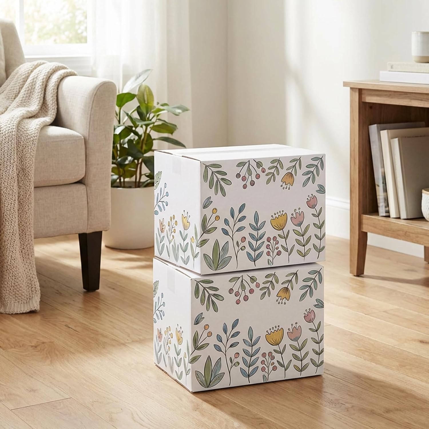 8x6x6 Shipping Boxes Set of 40, White Corrugated Cardboard Box for Packing, Mailing, Business