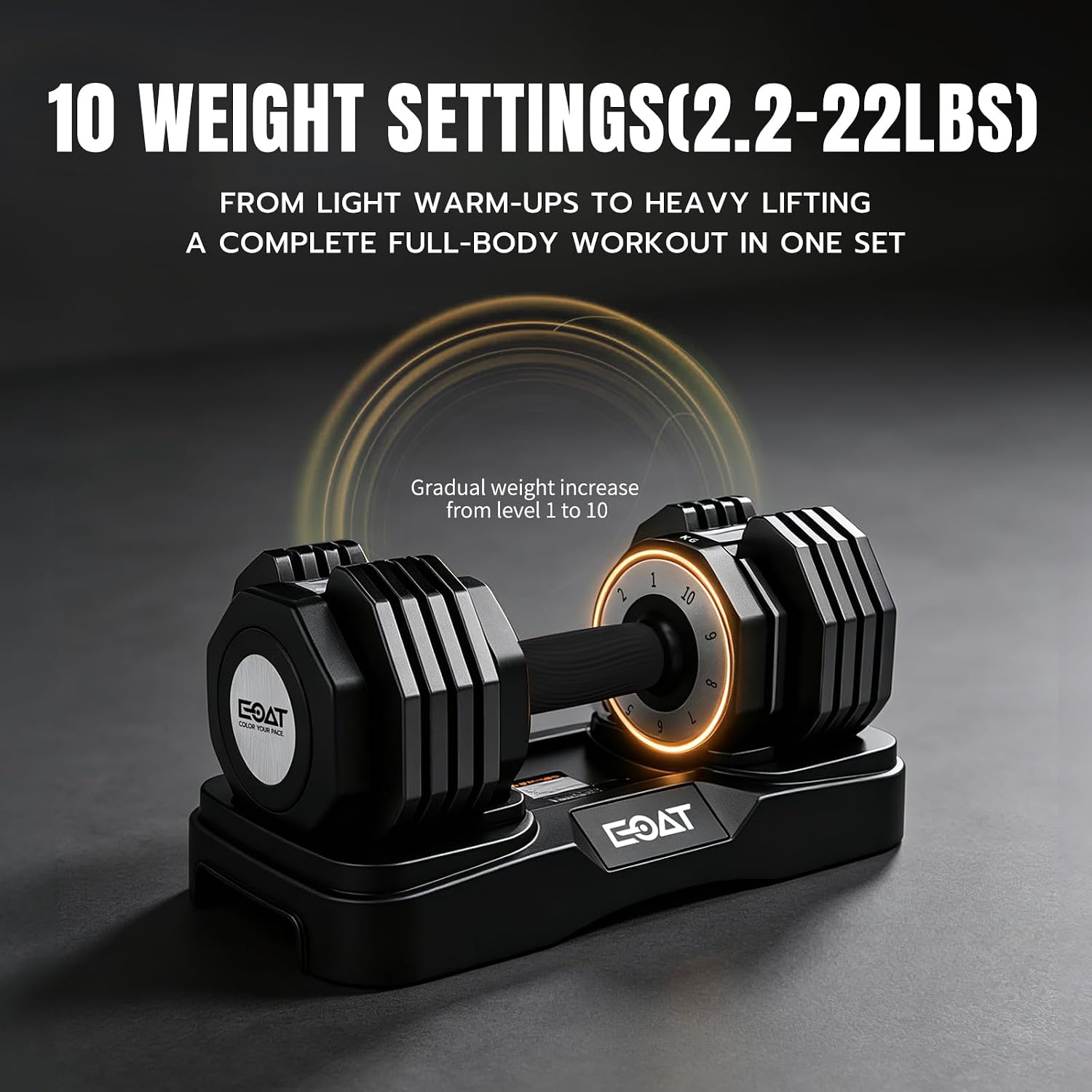 22/33 lbs Pair/Single Adjustable Dumbbells Set,Premium Quick Adjust, 10 in 1 Adjustable Dumbbell Set for Men and