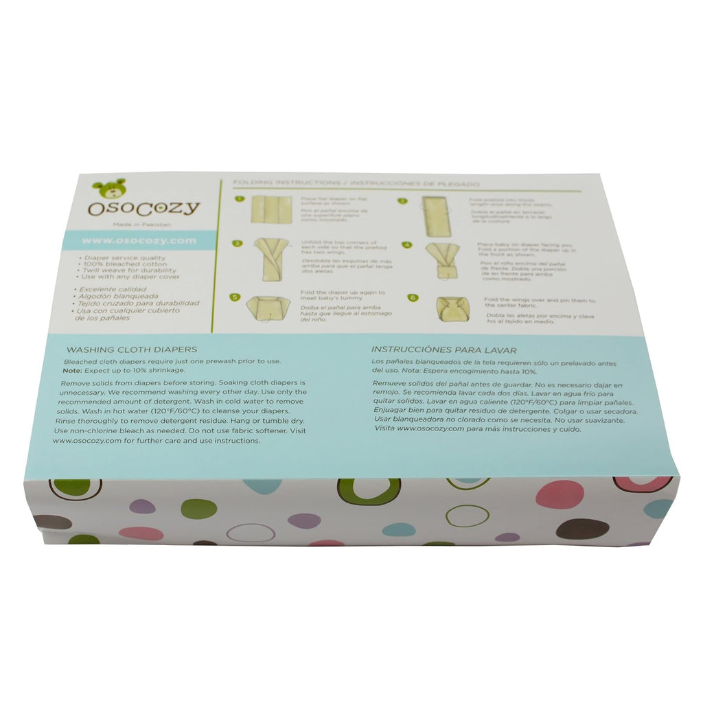 Prefolds Bleached Cloth Baby Diapers, Size 2 (15-30 lbs), Soft, Absorbent and Durable 100% Natural Cotton, Our Top