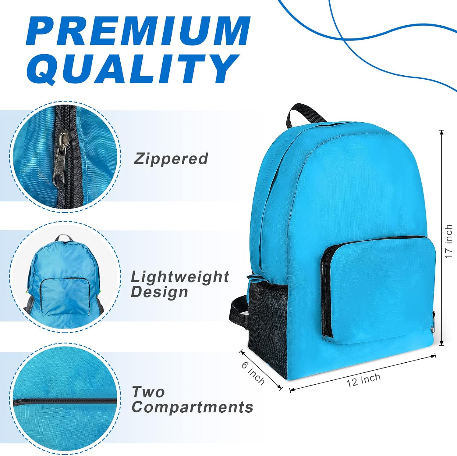 20 Pack Foldable Backpacks Lightweight Backpack Bulk Adults Bag Classic Mix Colors Bag Outdoor Travel Donation