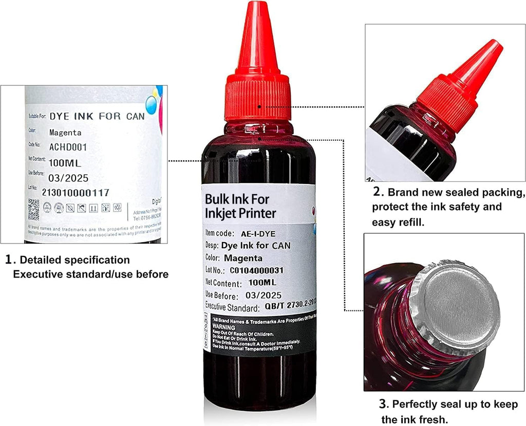5-Pack Universal Ink Refill Kit for All HP Canon Epsn Brother Printers Compatible Cartridges Refillable Cartridge