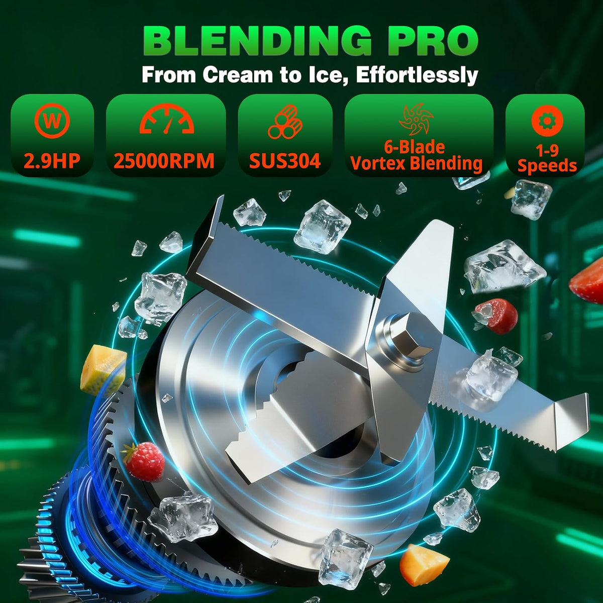 2200W Commercial Blender with Sound Enclosure, 135 oz Large Capacity
