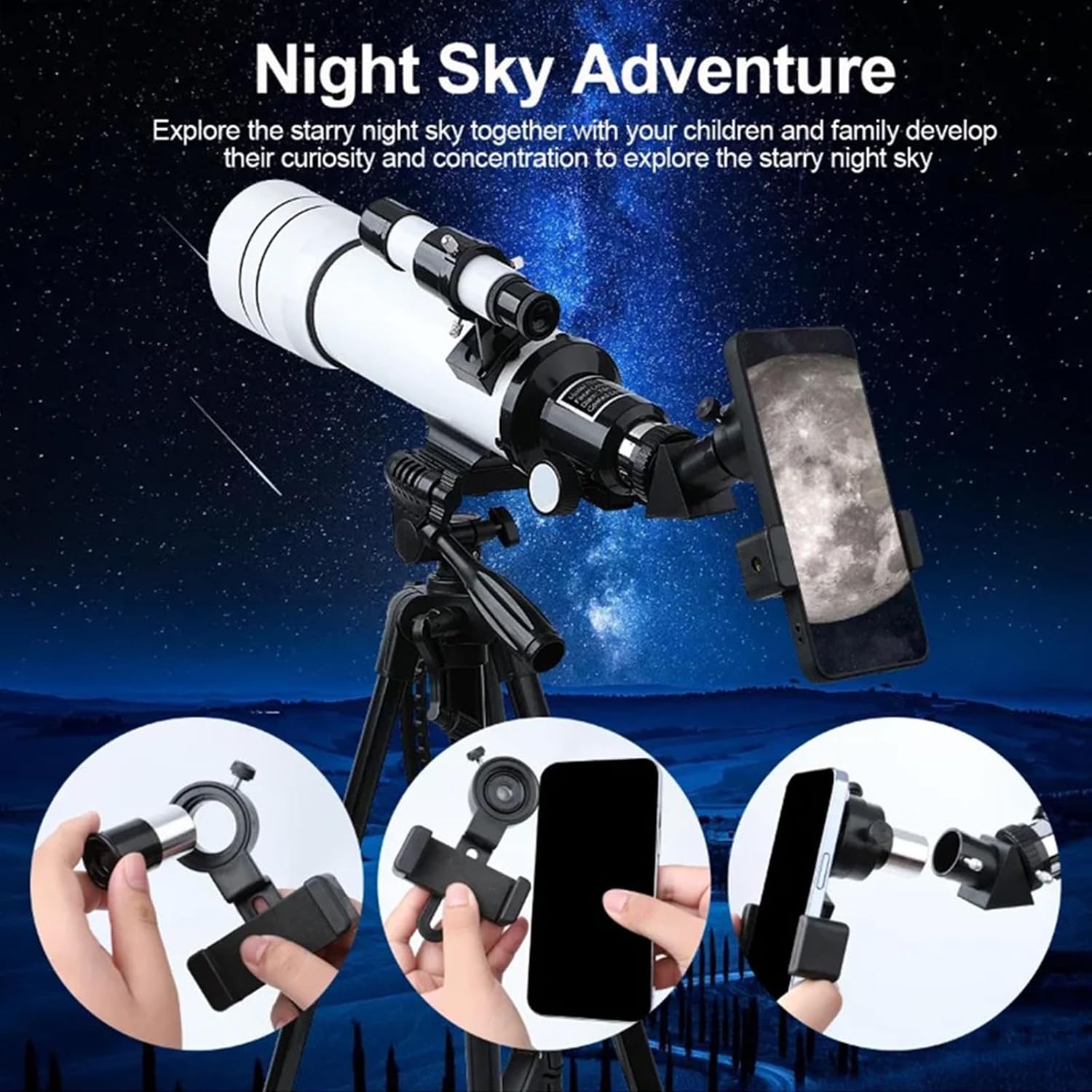 Telescope for Adults & Kids，70mm Aperture 400mm Astronomical Refractor Telescopes for Kids Beginners，with Adjustable