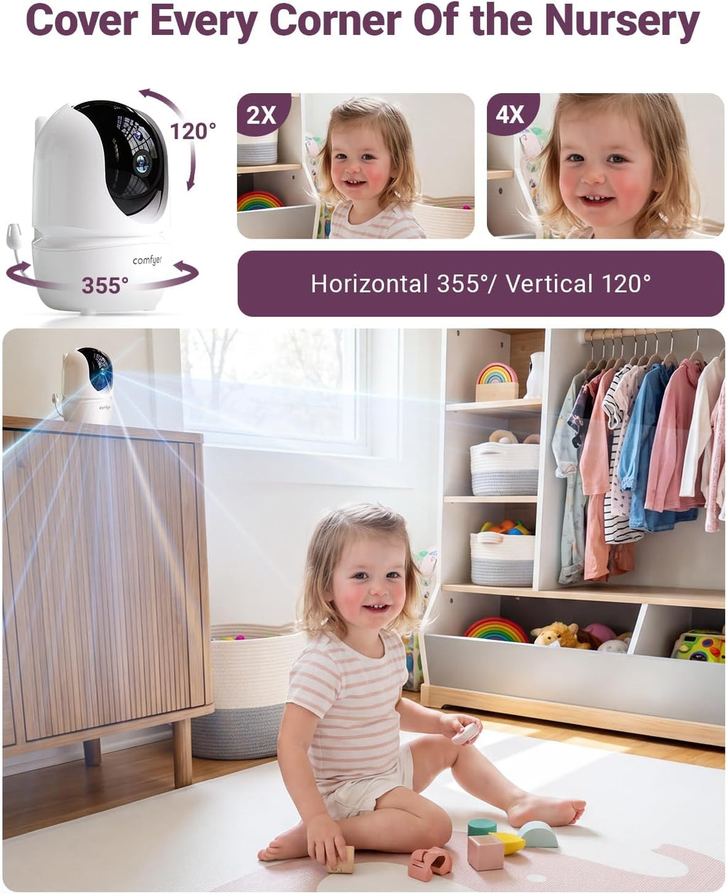BM01 7" HD Split-Screen Baby Monitor, Video Baby Monitor with 2 Cameras and Audio, No WiFi Monitor with a Flexible