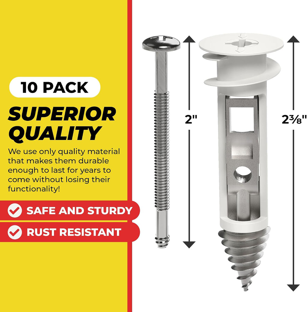 Heavy Duty Drywall Anchors and Screws Kit Including Toggle Anchors & Screws Durable Zinc Plastic Self Drilling