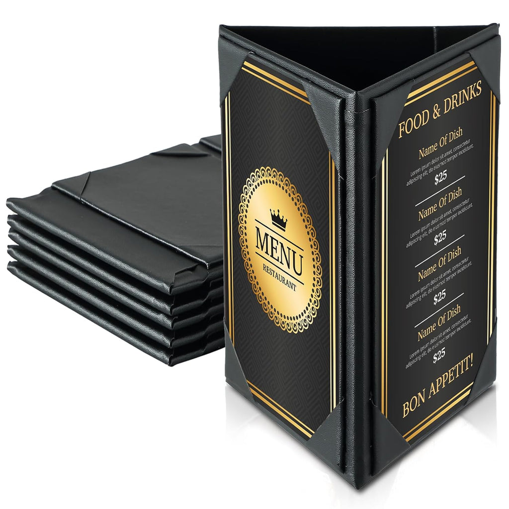 Table Tent Triangle Menu Holders 4" x 6", 5 Pack 3-Side