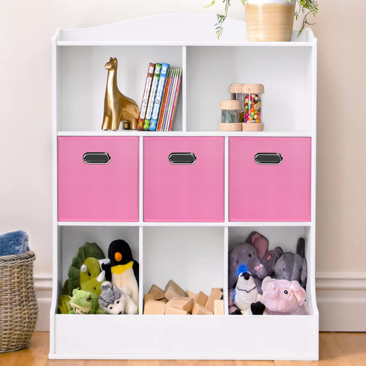 Fabric Cubby Storage Bins,13x13x13 Inches,Cube Organizer Bin Foldable Storage Boxes with Dual Handles Fabric